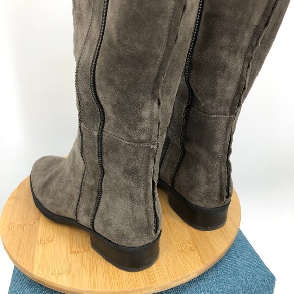 Karl lagerfeld Mimi riding boots genuine suede in Ash grey  / taupe size 6.5 - Picture 7 of 16